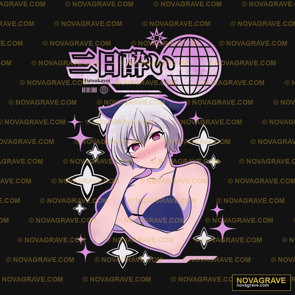 A Girl With White Hair And A Black Bra Top We Other Designs - DTF Ontwerp