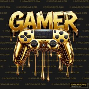 Gold Drip Gamer Controller DTF Design PNG - Instant Download