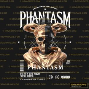 A Gold Skull With A Black Hat And A Black Hat Streetwear Urban - DTF Transfer Design
