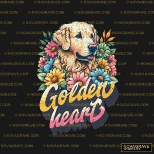A Golden Retrieve Dog With Flowers And The Wo Animals Wildlife - DTF Transfer Design