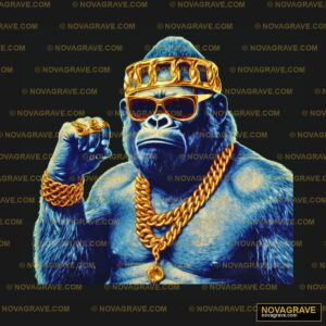 A Gorilla Wearing A Gold Chain And Sunglasses Animals Wildlife - DTF Ontwerp