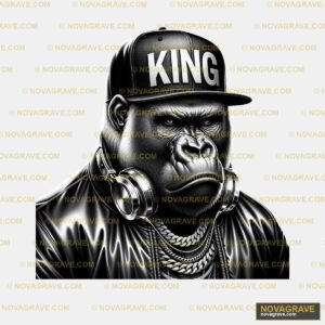 A Gorilla Wearing A Hat And Headphones Animals Wildlife - DTF Transfer Design