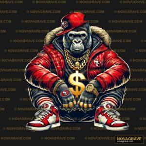 A Gorilla Wearing A Red Jacket And A Red Hat Animals Wildlife - Design DTF