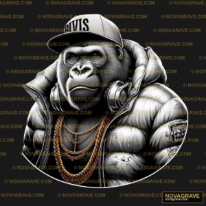 A Gorilla Wearing Headphones And A Animals Wildlife - Design DTF