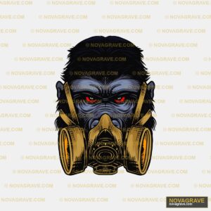 A Gorilla With A Gas Mask On His Face Animals Wildlife - DTF Transfer Design