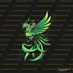 A Green And Yellow Dragon With A Black Tail Animals Wildlife - DTF Transfer Design