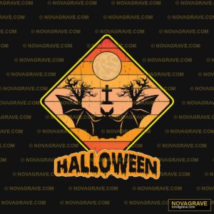 A Halloween Logo With Bats And A Moon Nature Botanical - DTF Ontwerp