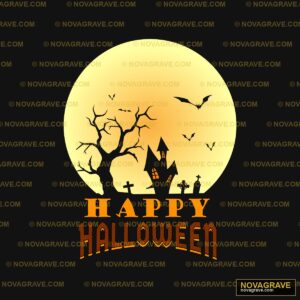 A Halloween Scene With A Full Moon And A Haun Nature Botanical - DTF Transfer Design
