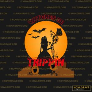 A Halloween Scene With A Witch And A Pumpkin Seasonal Holiday - Design DTF