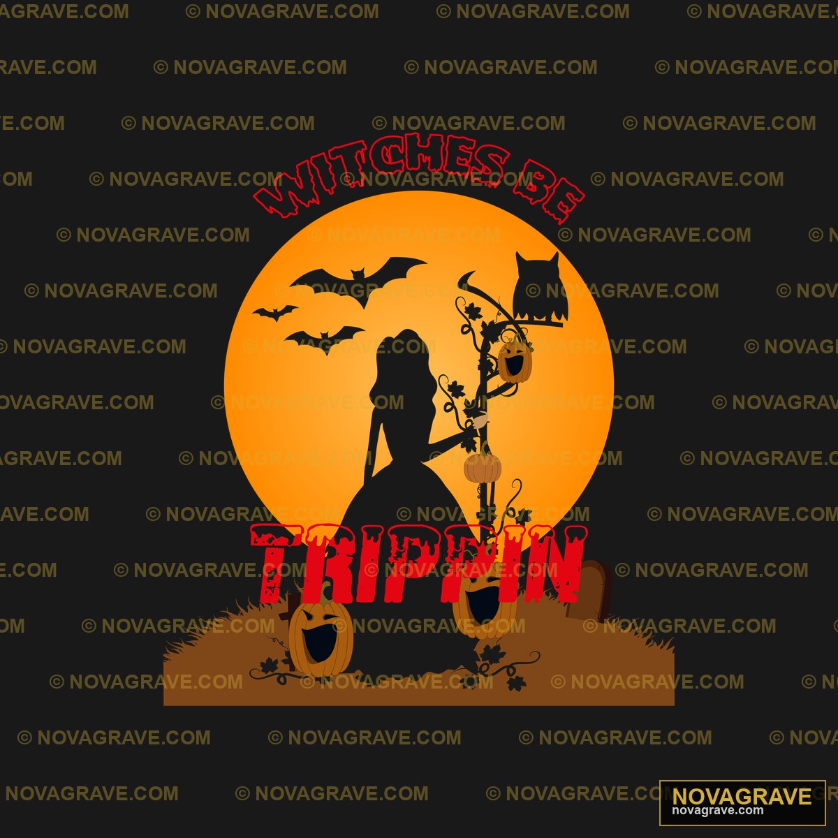 A Halloween Scene With A Witch And A Pumpkin Seasonal Holiday - DTF Transfer Design