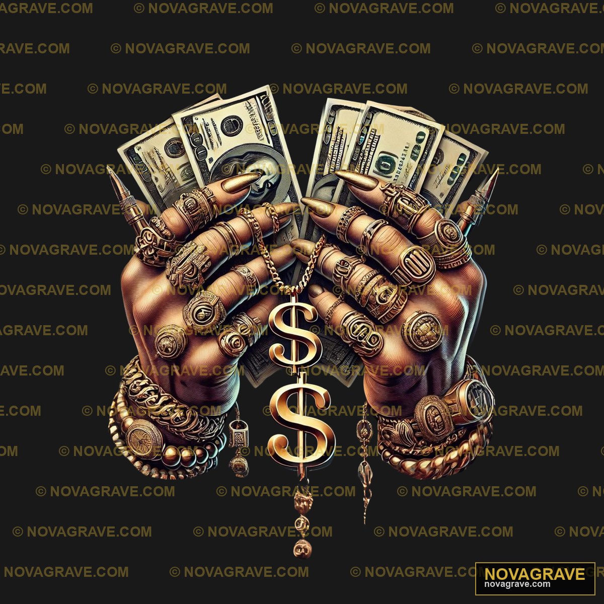 A Hand Holding A Dollar Sign And A Dollar Sig Other Designs - DTF Transfer Design