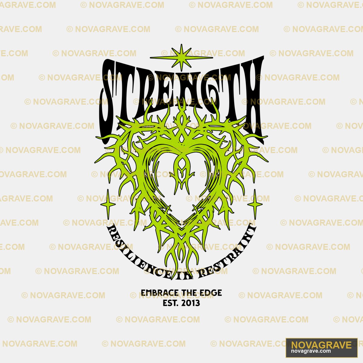 A Heart With A Star In The Middle Nature Botanical - DTF Transfer Design