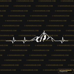 A Heartbeat With A Mountain In The Background Nature Botanical - DTF Transfer Design
