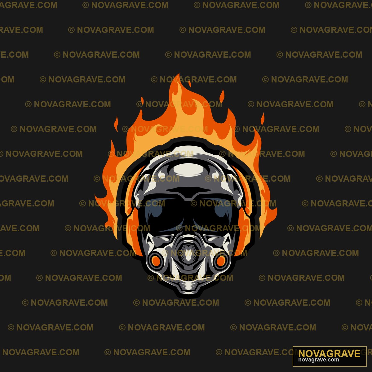 A Helmet With Flames On It Streetwear Urban - Design DTF