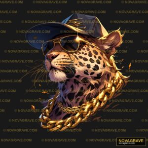 A Leopard Wearing A Hat And Sunglasses Animals Wildlife - DTF Transfer Design