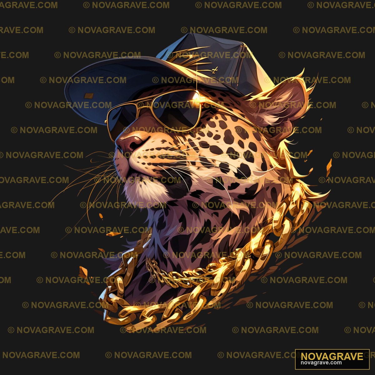 A Leopard Wearing A Hat And Sunglasses Animals Wildlife - DTF Ontwerp
