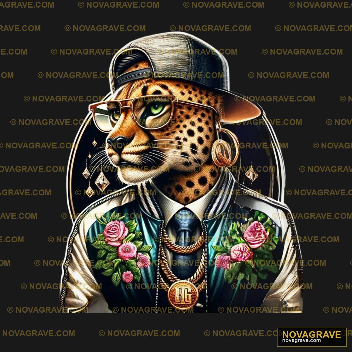 A Leopard Wearing A Hat And Sunglasses With R Animals Wildlife - DTF Ontwerp