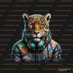 A Leopard Wearing Headphones And A Jacket Animals Wildlife - DTF Ontwerp