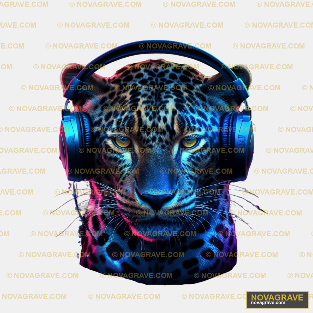 A Leopard Wearing Headphones And A Pair Of He Animals Wildlife - DTF Ontwerp