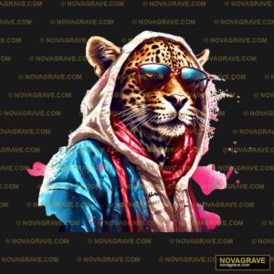 A Leopard Wearing Sunglasses And A Hoodie Animals Wildlife - DTF Ontwerp