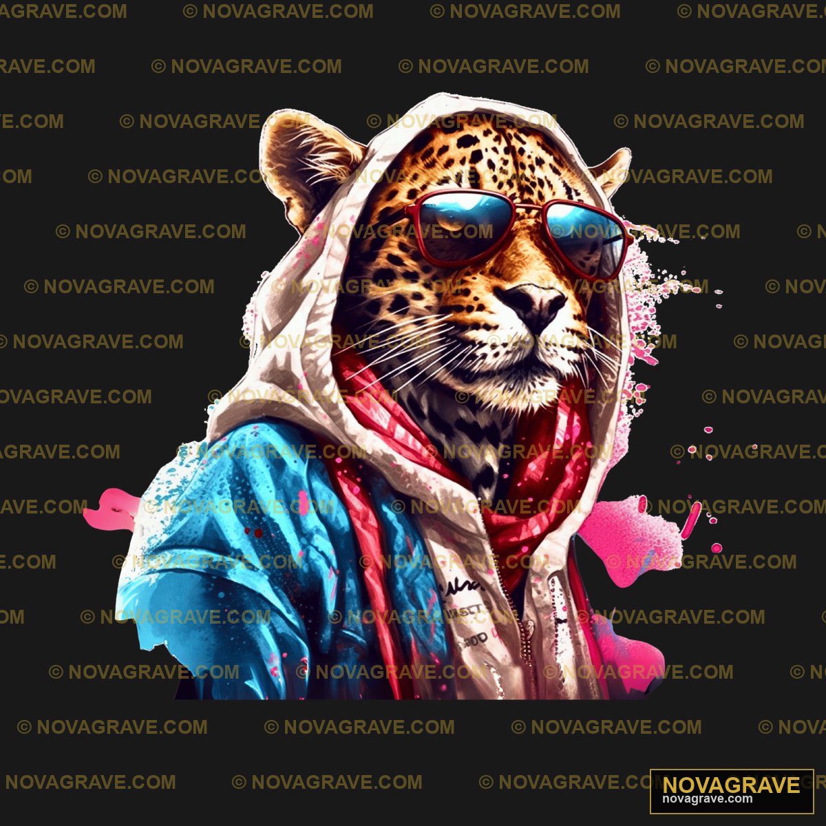 A Leopard Wearing Sunglasses And A Hoodie Animals Wildlife - DTF Ontwerp