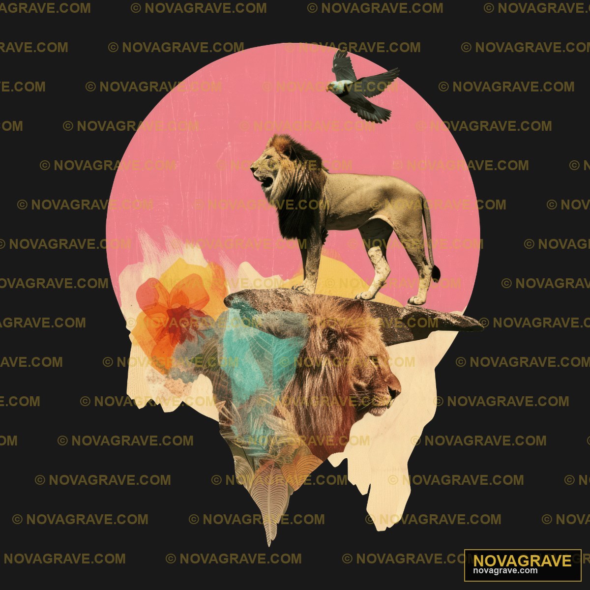 A Lion And A Bird Are On Top Of A Lion Animals Wildlife - DTF Ontwerp