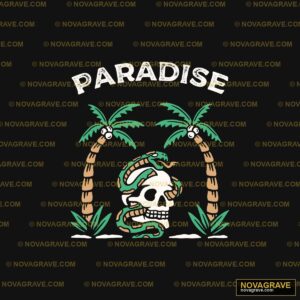 Skull Snake Palm Tree Paradise DTF Design SVG
