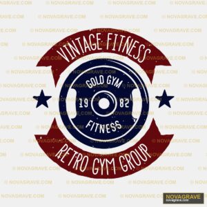 A Logo With The Words Vintage Fitness Retro Vintage - DTF Ontwerp