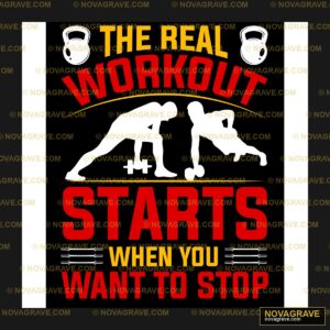 A Man Doing A Squat With The Wordstre Workout Sports Fitness - DTF Transfer Design
