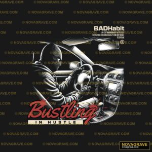 A Man Driving A Car With The Words Bhabig Ins Typography Slogans - DTF Transfer Design