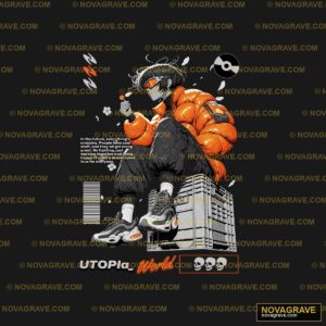 A Man In A Black Shirt And Orange Pants Sitti Other Designs - DTF Transfer Design