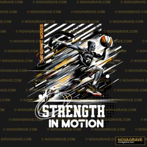 A Man In A Black Shirt With The Words Strengt Typography Slogans - DTF Transfer Design