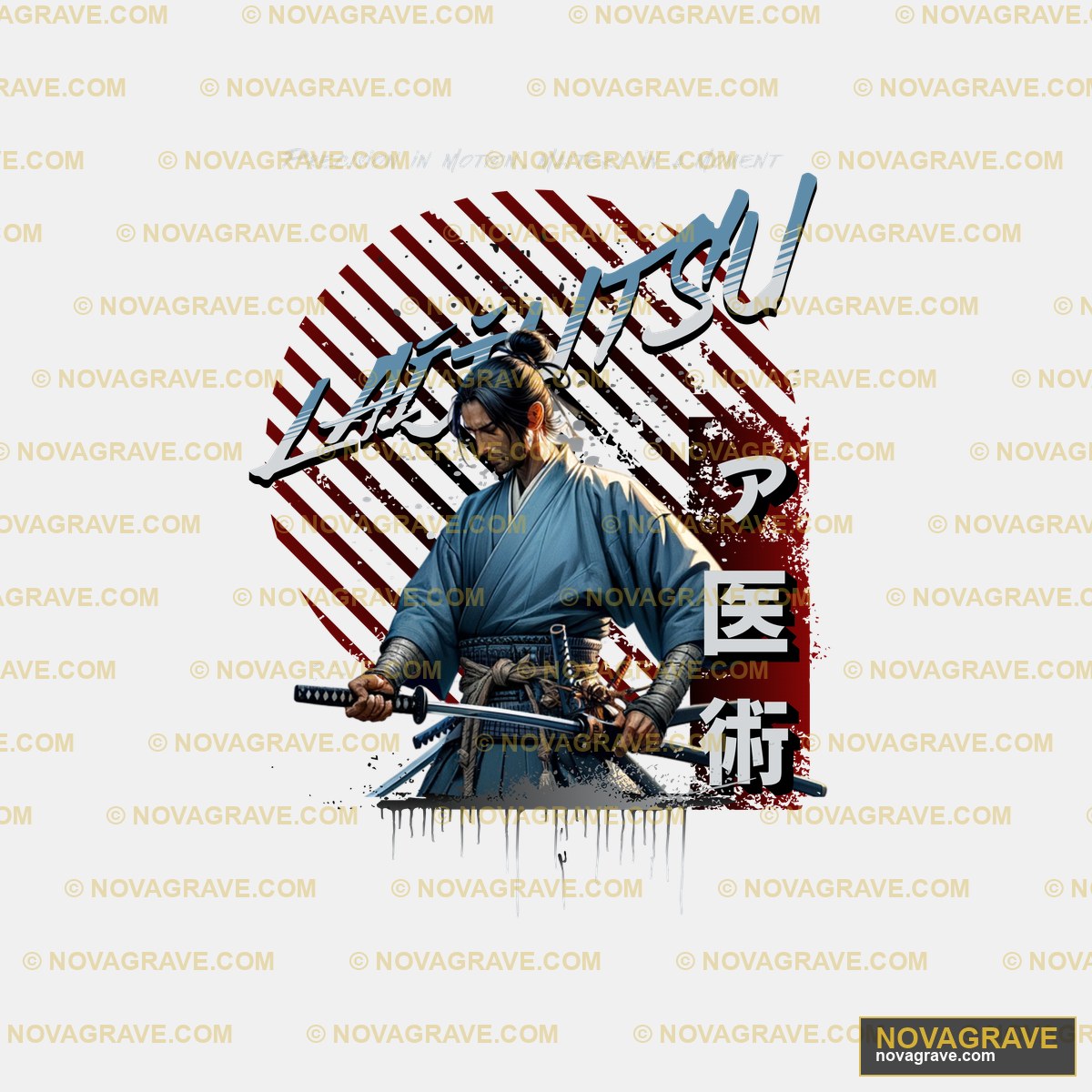 A Man In A Blue Kima Holding A Sword Other Designs - DTF Ontwerp