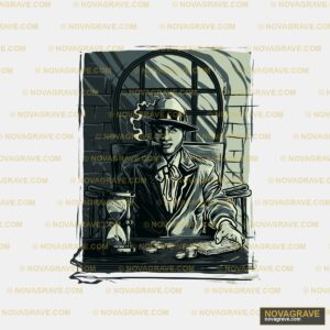 A Man In A Hat And Tie Sitting At A Table Other Designs - Design DTF