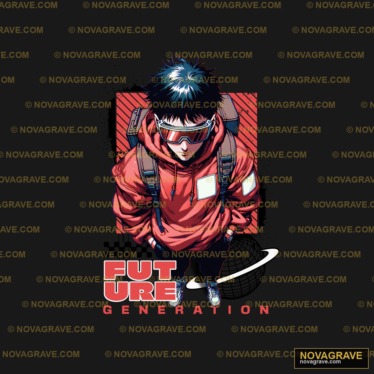 A Man In A Red Hoodie With A Black Background Streetwear Urban - DTF Transfer Design