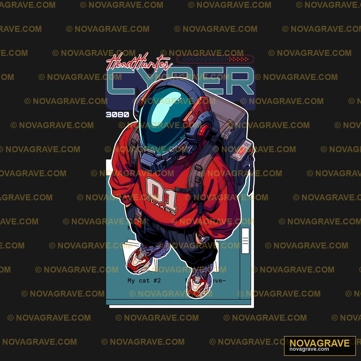 A Man In A Red Jacket And Helmet With A Backp Other Designs - DTF Ontwerp