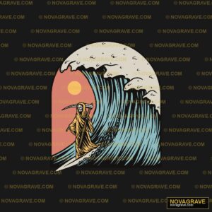 A Man In A Yellow Robe Is Surfing On A Large Sports Fitness - DTF Transfer Design