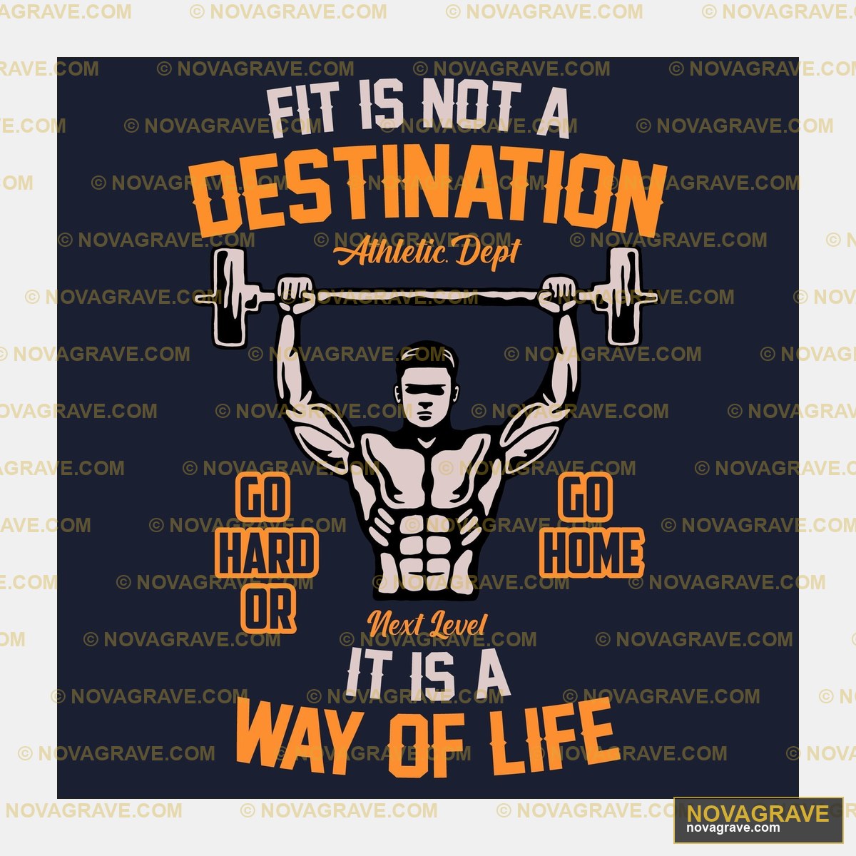 A Man Lifting A Barbell With The Words Its Typography Slogans - Design DTF