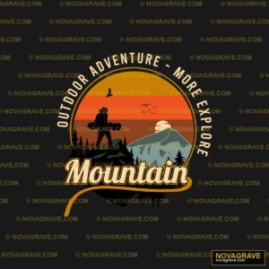 A Man On A Mountain With The Sun Setting Behi Nature Botanical - DTF Transfer Design