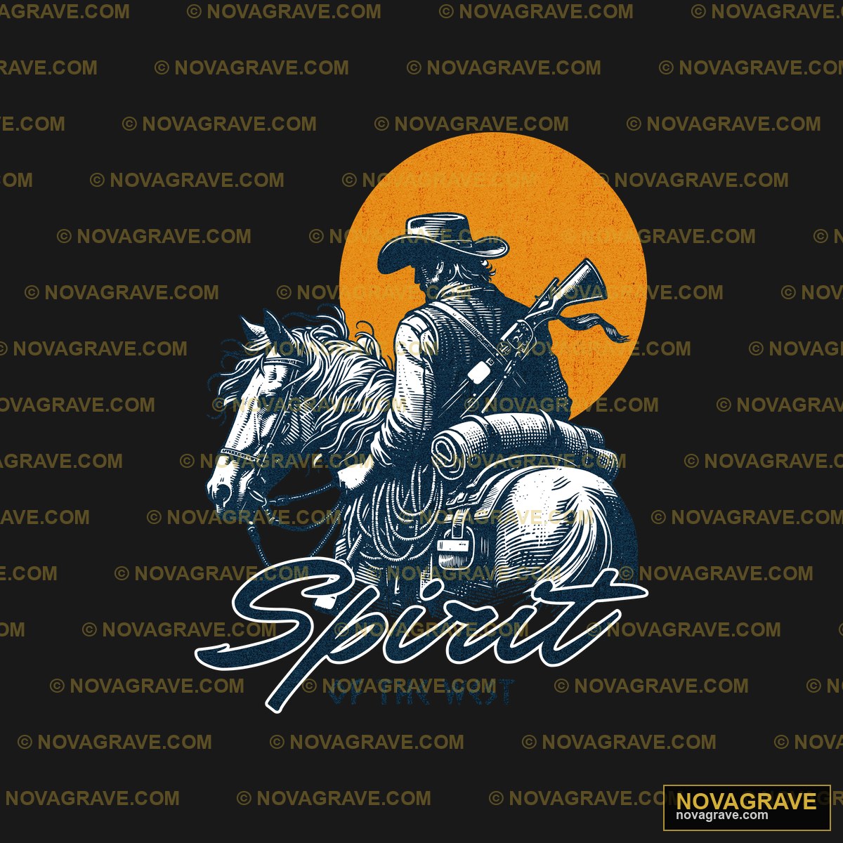 A Man Riding A Horse With The Sun In The Back Animals Wildlife - DTF Transfer Design