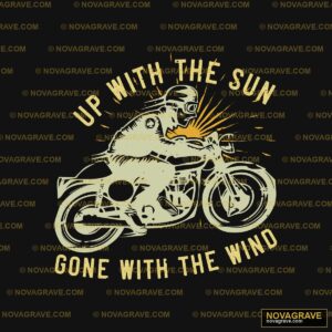 A Man Riding A Motorcycle With The Sun On It Nature Botanical - DTF Transfer Design