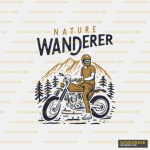 A Man Riding A Motorcycle With The Words Natu Nature Botanical - Design DTF