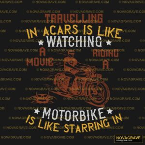 A Man Riding A Motorcycle With The Words Trav Typography Slogans - DTF Transfer Design