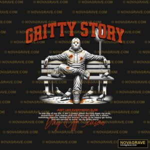 A Man Sitting On A Bench With A Knife In His Other Designs - Design DTF