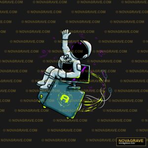 A Man Sitting On A Laptop With A Green Light Other Designs - DTF Transfer Design