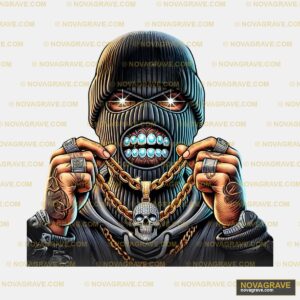 A Man With A Chain Around His Neck Streetwear Urban - Design DTF