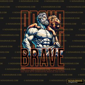 A Man With A Lion On His Chest And The Words Animals Wildlife - DTF Ontwerp
