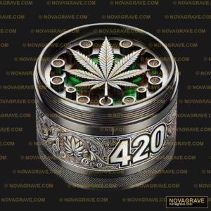 A Marijuana Leaf In A Metal Container Nature Botanical - Design DTF