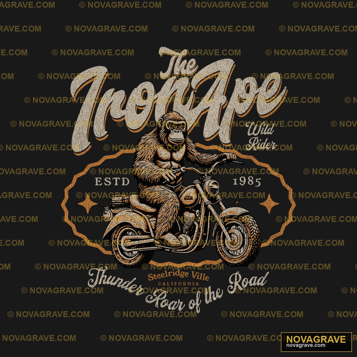 A Monkey Riding A Motorcycle With The Words N Animals Wildlife - DTF Transfer Design