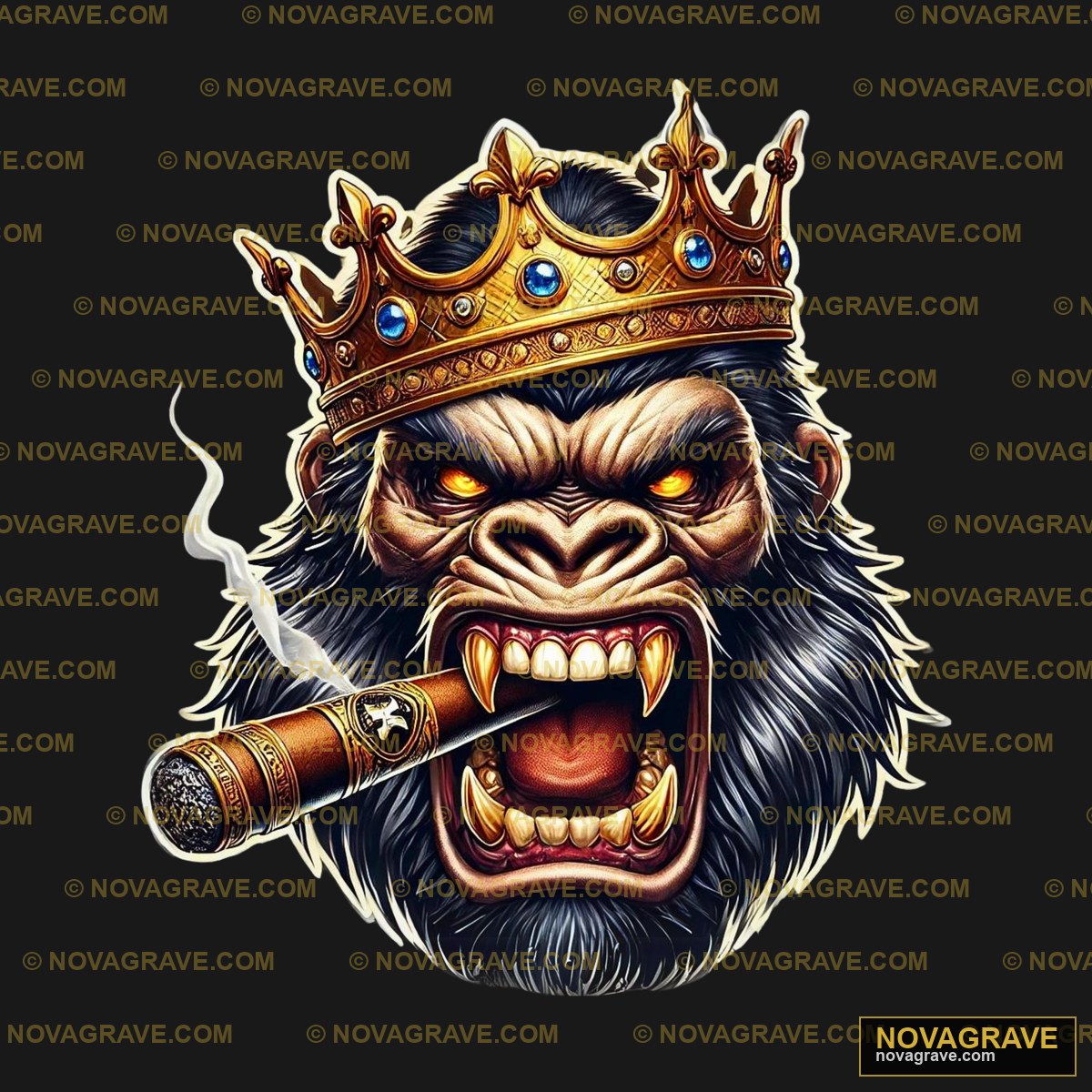 A Monkey With A Crown On His Head Animals Wildlife - Design DTF